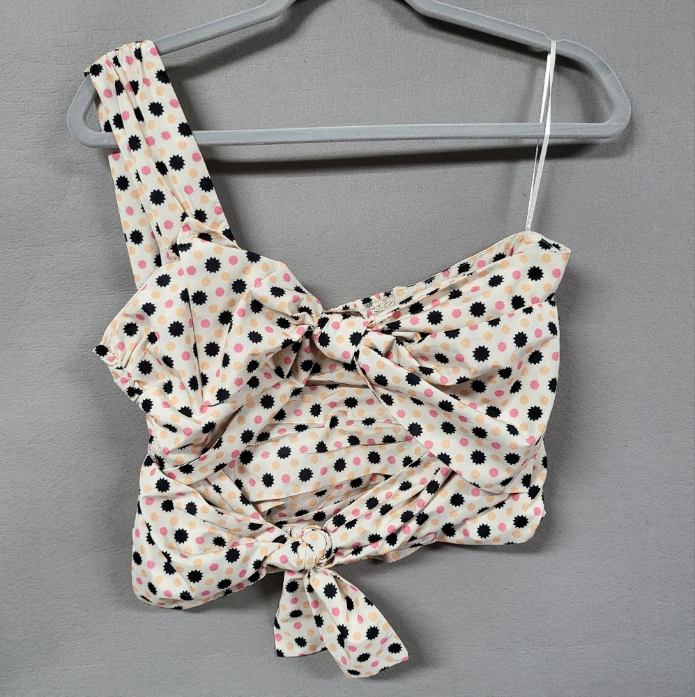Anthropologie Maeve Womens Bow Tie One Shoulder Tank Elastic Back Size 10